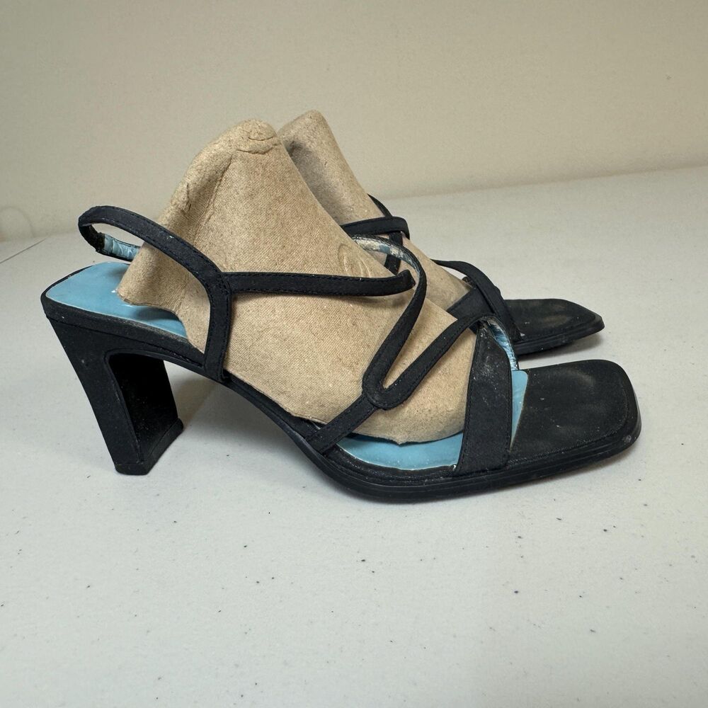 Westies High Heeled Sandals Women 5 1/2 Black Party Formal Sling Back Square Toe